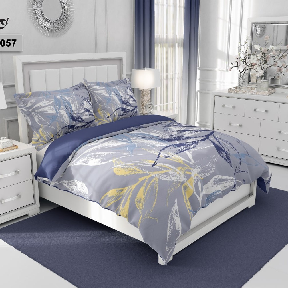 روتختی دونفره طرح برگ جنس میکرو درجه یک رنگ طوسی B3057