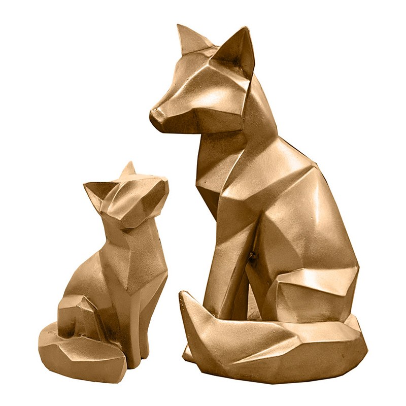 مجسمه روباه گرافیکی مادر و فرزند مجموعه 2 عددی