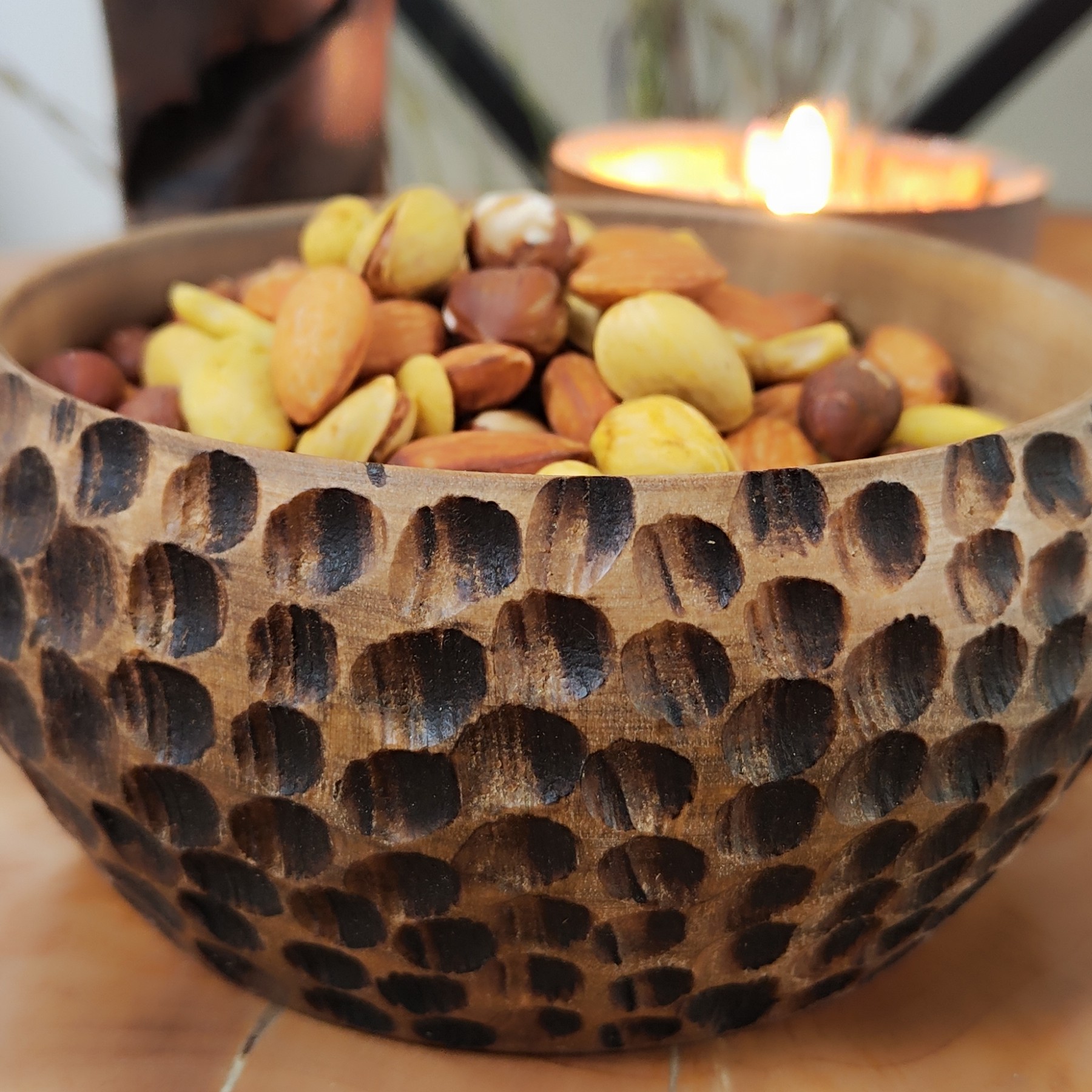 کاسه آجیل و تنقلات چوب گردو طراحی ویژه