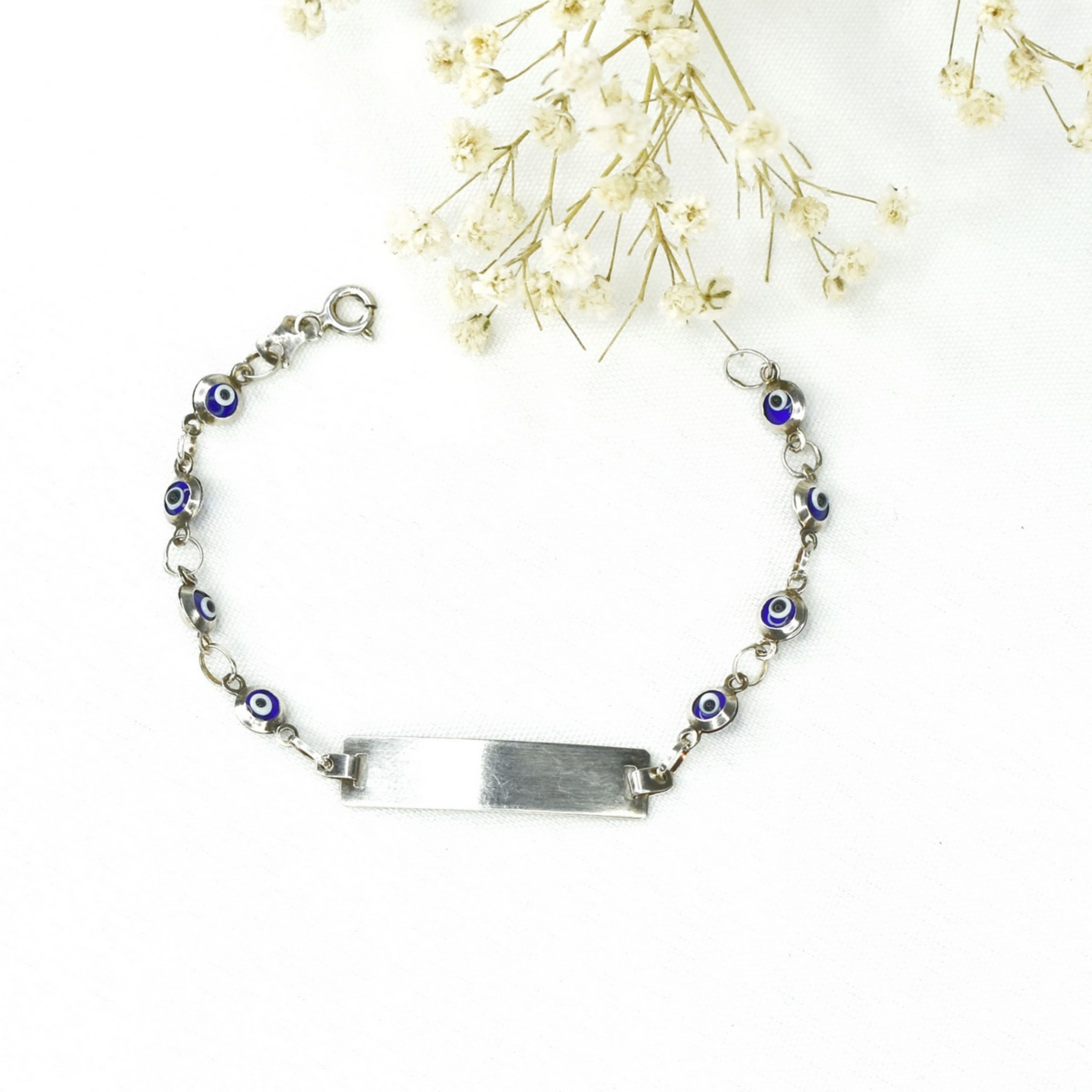 دستبندچشم نظر نقره بچه گانه روکش طلا نقره ایتالیا کد6891