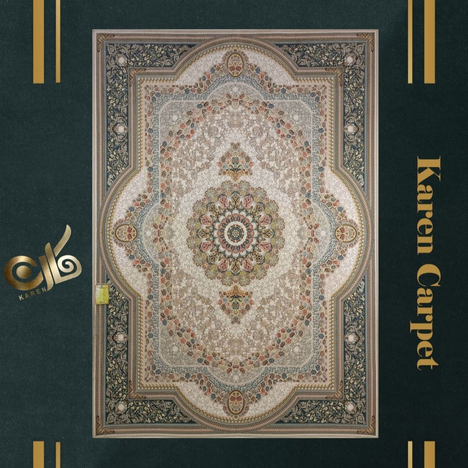 فرش 12 متری اکریلیک گلبرجسته 1500 شانه تراکم 4500 طرح گیشا بژ