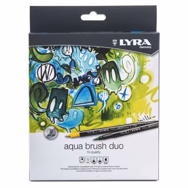 ماژیک براش دو سر لیرا 12 رنگ مدل PolyColor