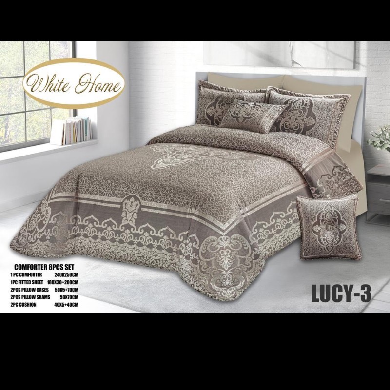 روتختی مخمل پنلی ترک درجه یک برند وایت هوم طرح لوسی نسکافه ای