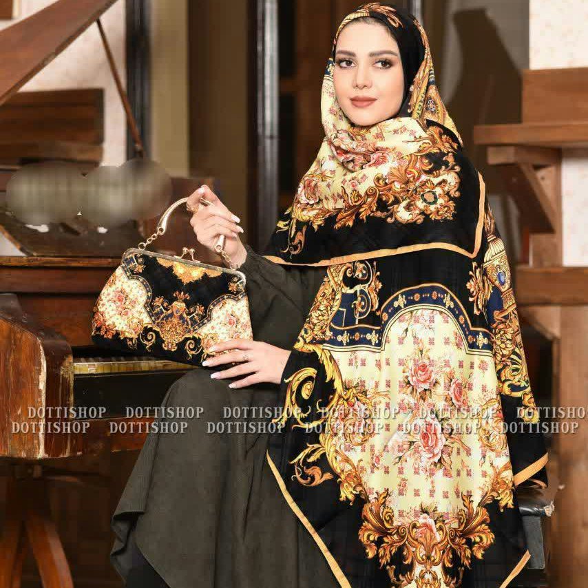 ست کیف و روسری.روسری قواره130.نخی اعلا.کیف نوستالوژی جیر مخمل ترک
