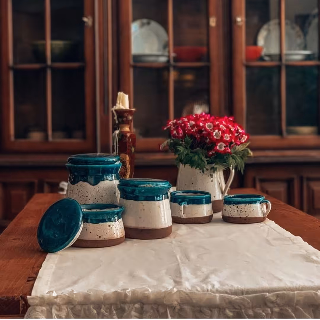 سرامیک های دست ساز قابل شستشو در دو رنگ آبی وسبز