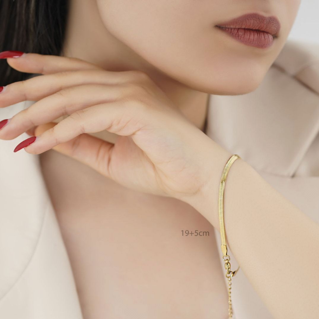 بدلیجات دستبند ماری یا هرینگبون طلایی و نقره ای مارک استیل 