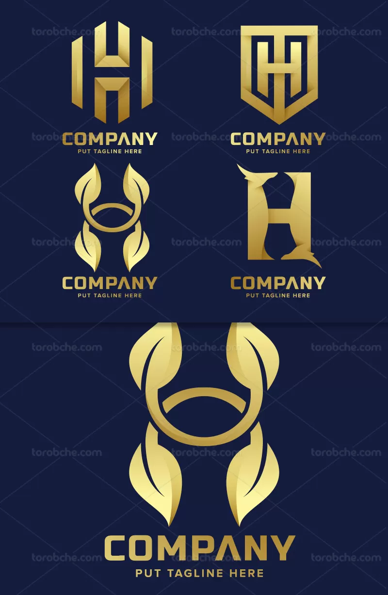 وکتور لوگو حرف H طلایی | گرافیک با طعم تربچه
