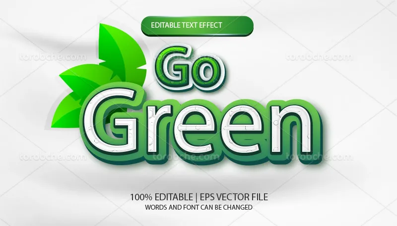 وکتور افکت متن سه بعدی سفید و سبز | گرافیک با طعم تربچه