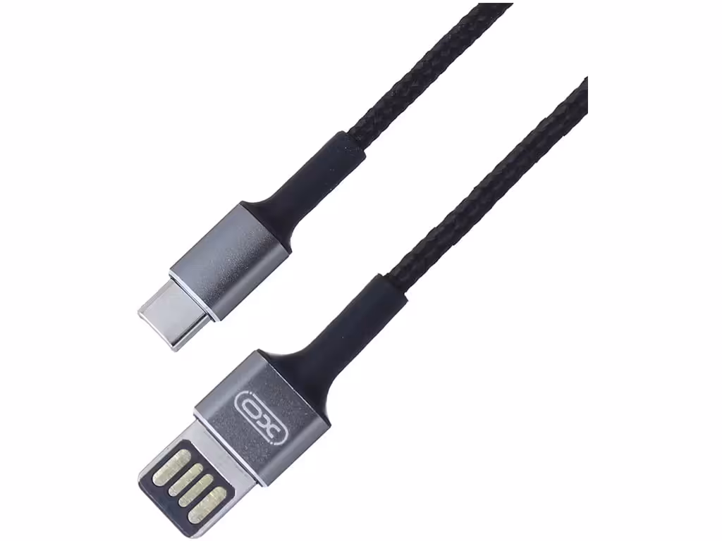کابل شارژ سریع و انتقال داده یواس‌بی به تایپ‎سی یک متری ایکس‌او XO double side insert charging cable Type-c NB116