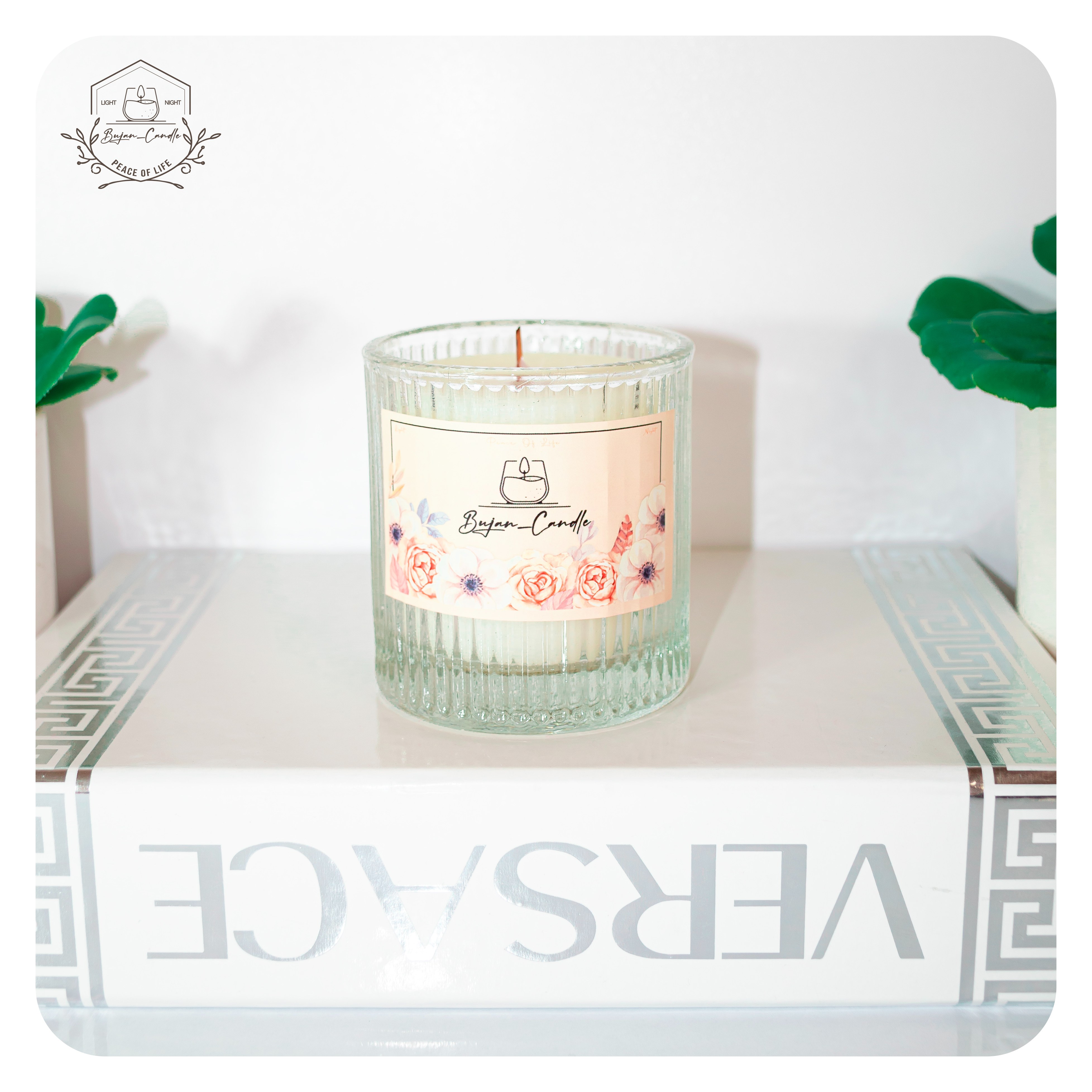 شمع دست ساز لیوانی شیاردار تزیینی