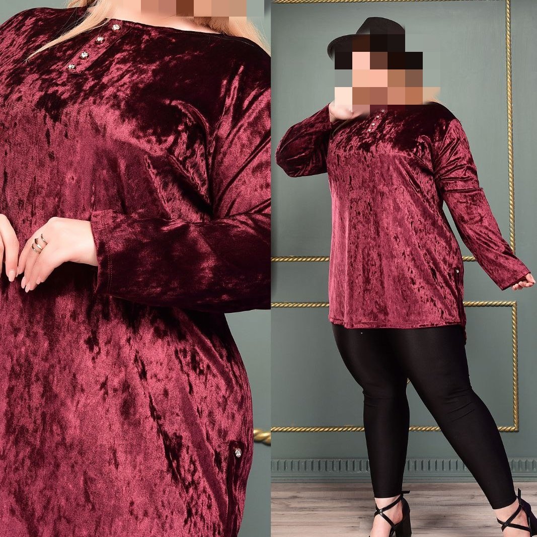 تونیک قواره دار مخمل قاپک دار پایین بندی