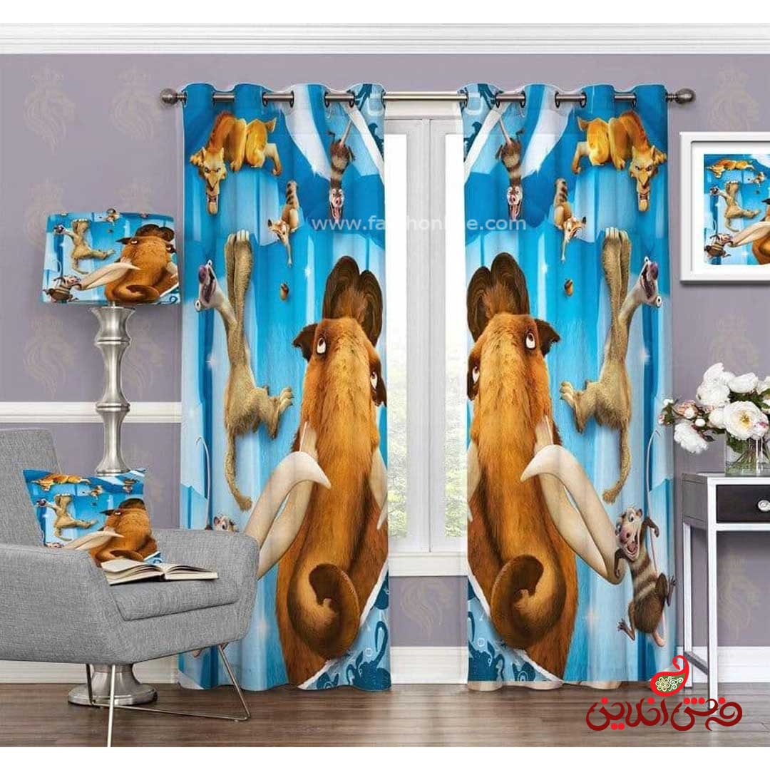 پرده 2عددی کودک طرح عصر یخبندان کد 3221