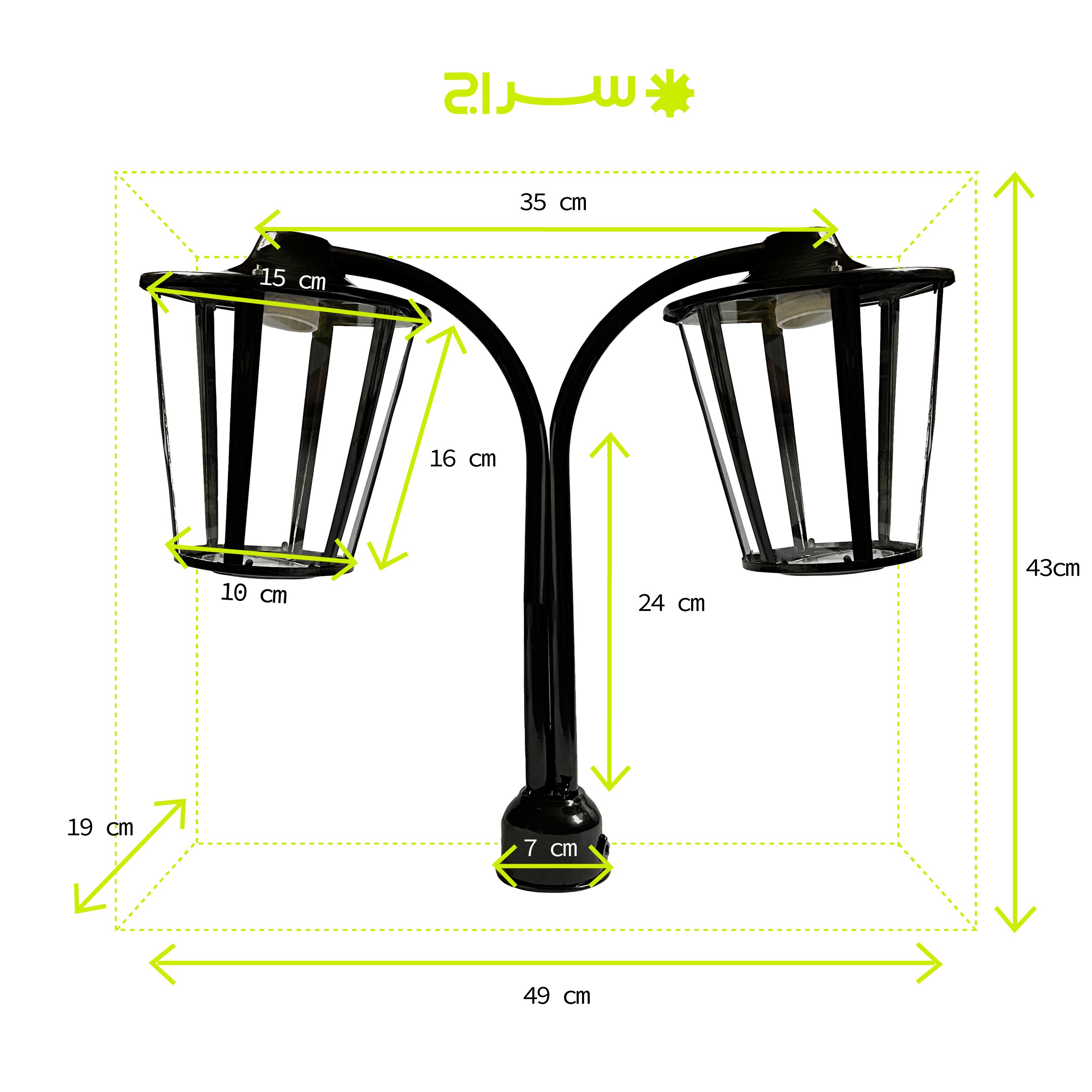 چراغ حیاطی،پارکی، محوطه،باغی، ایستاده سرلوله دوشاخه مدل P-2JH (پس کرایه)