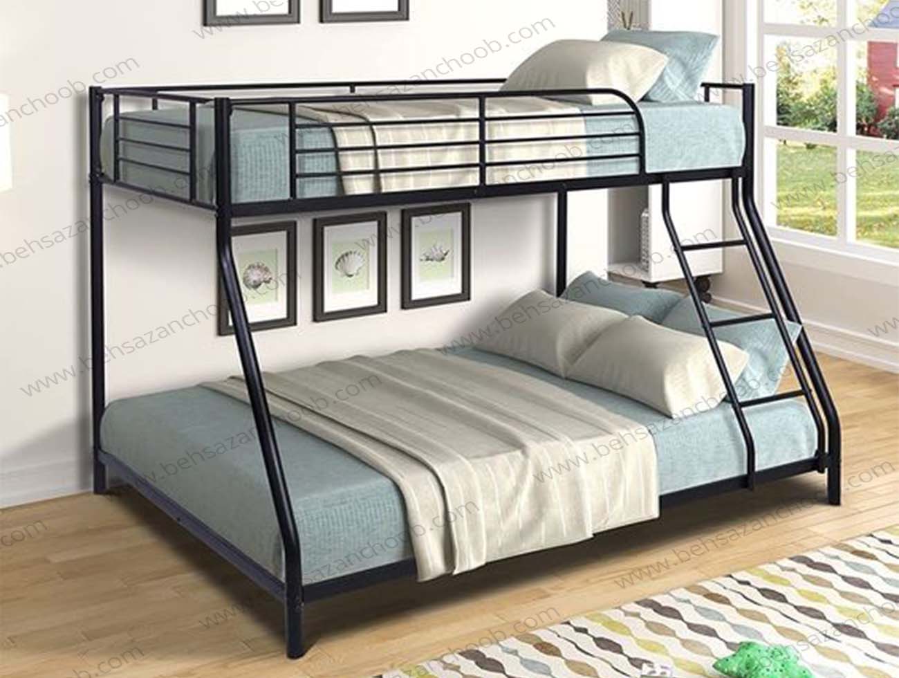 تخت دو طبقه یک نفره و دو نفره متصل فلزی S2500