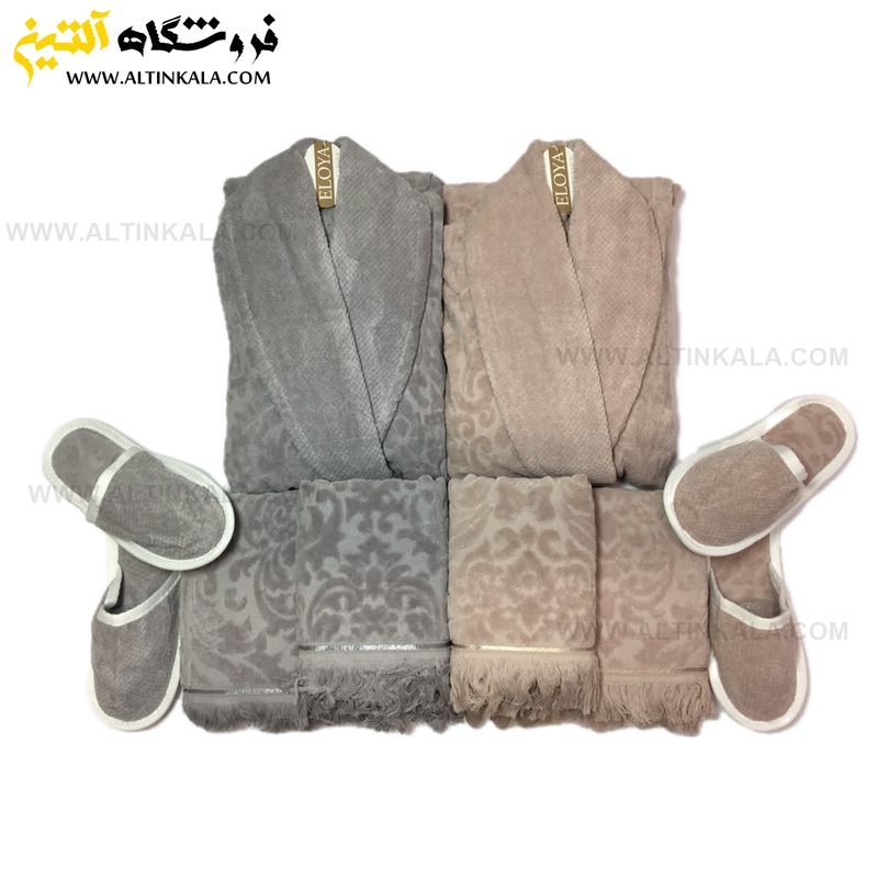 سرویس حوله عروس و داماد 10تکه ژاکارد برجسته برند ELOYA
