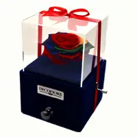 رز جاودان دکوفیوره مدل جعبه موزیکال کشودار هندلی  ملودی عاشقانه طرح گل رنگارنگ