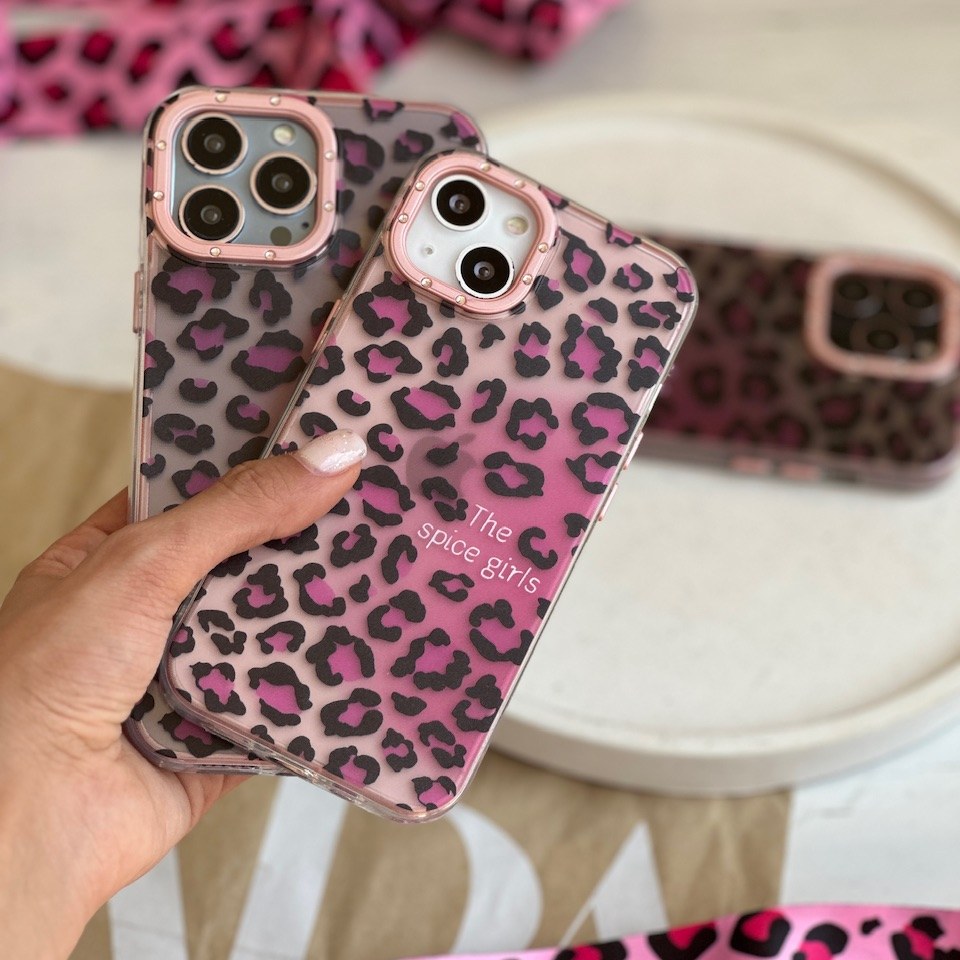 قاب ایفون 13 پرو مکس The Spice Girls پلنگی، صورتی برای تمام مدل های آیفون