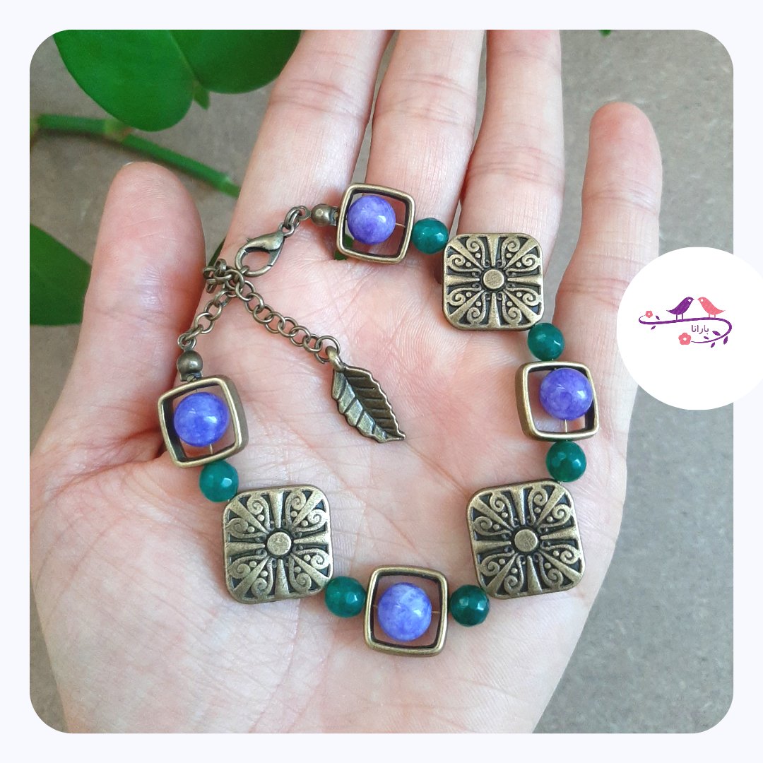 دستبند سنگ جید بنفش یاسی سبز (رنگ سال 2022)