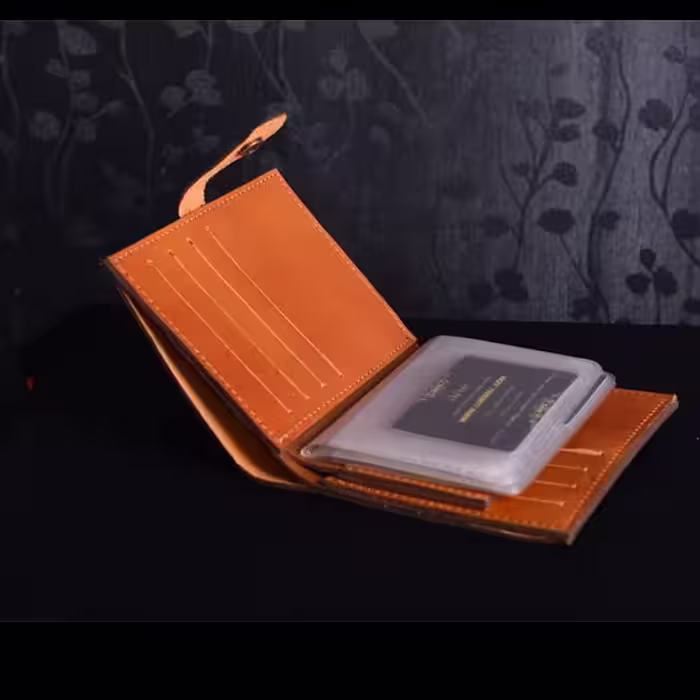 کیف پول کیف مدارک ماشین چرم طبیعی دست دوز