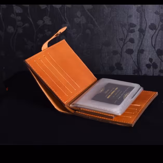 کیف پول کیف مدارک ماشین چرم طبیعی دست دوز