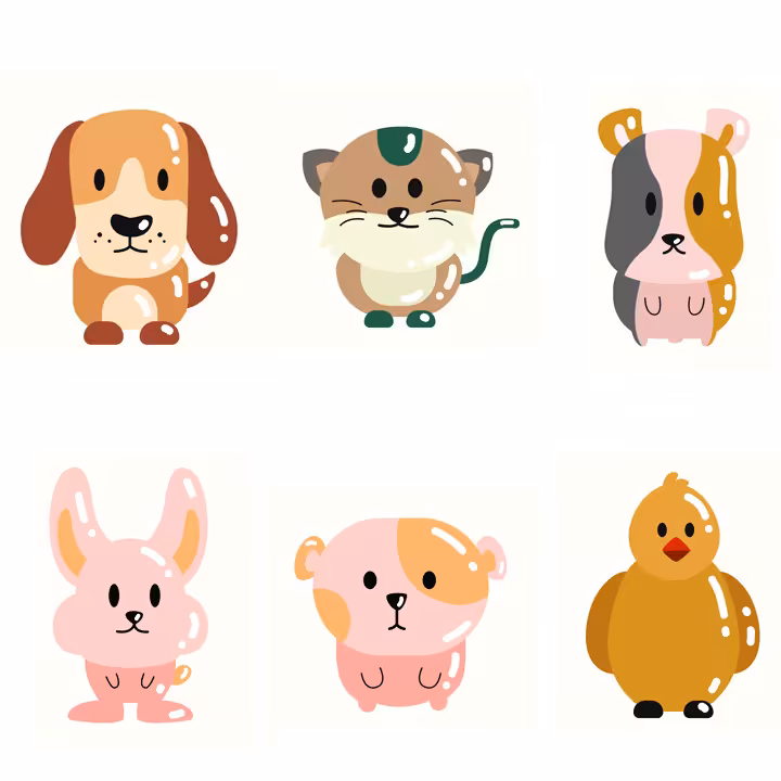 استیکر لپ تاپ طرح حیوانات کد R-70008 مجموعه 6 عددی