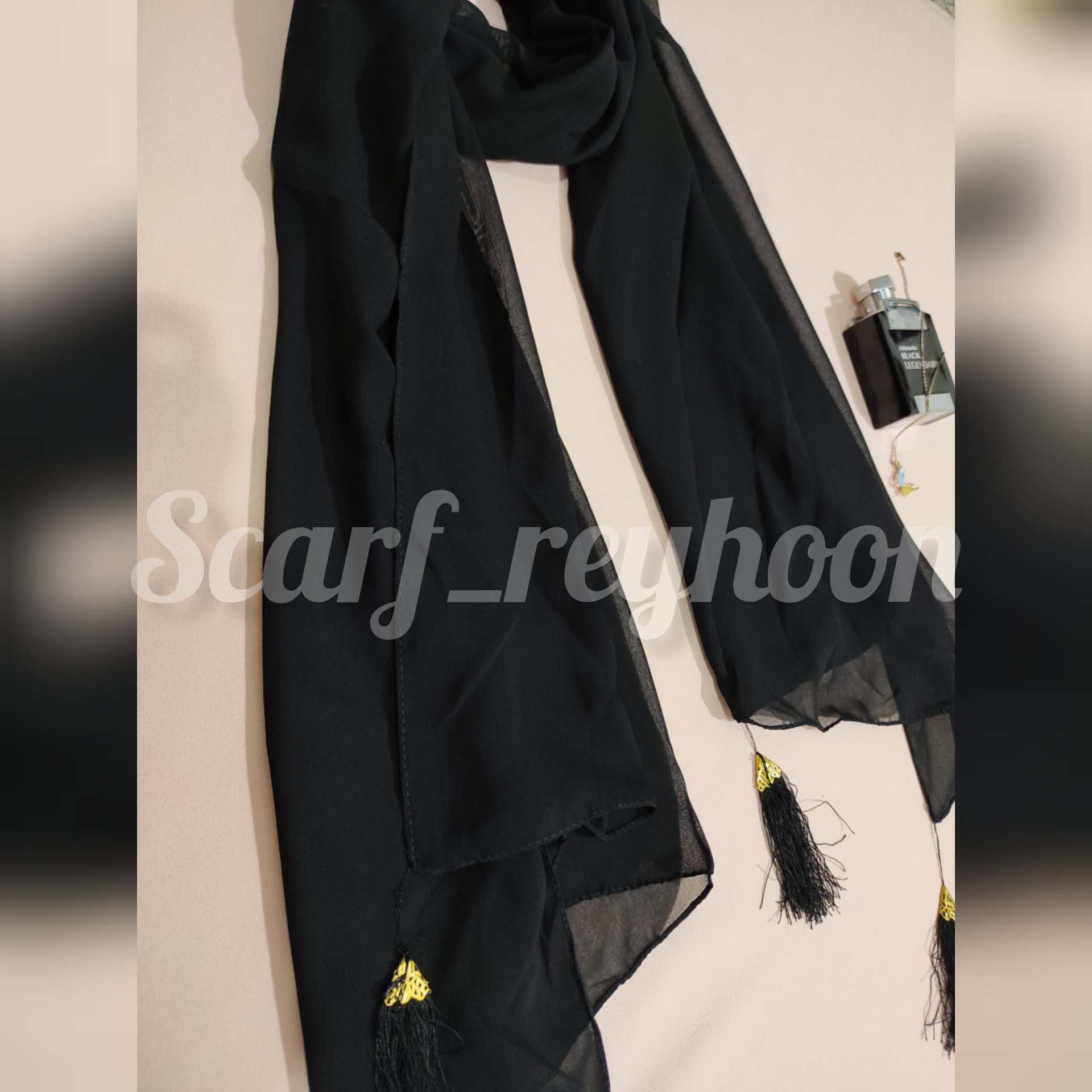 شال مشکی کرپ منگوله دار کیفیت عالی 