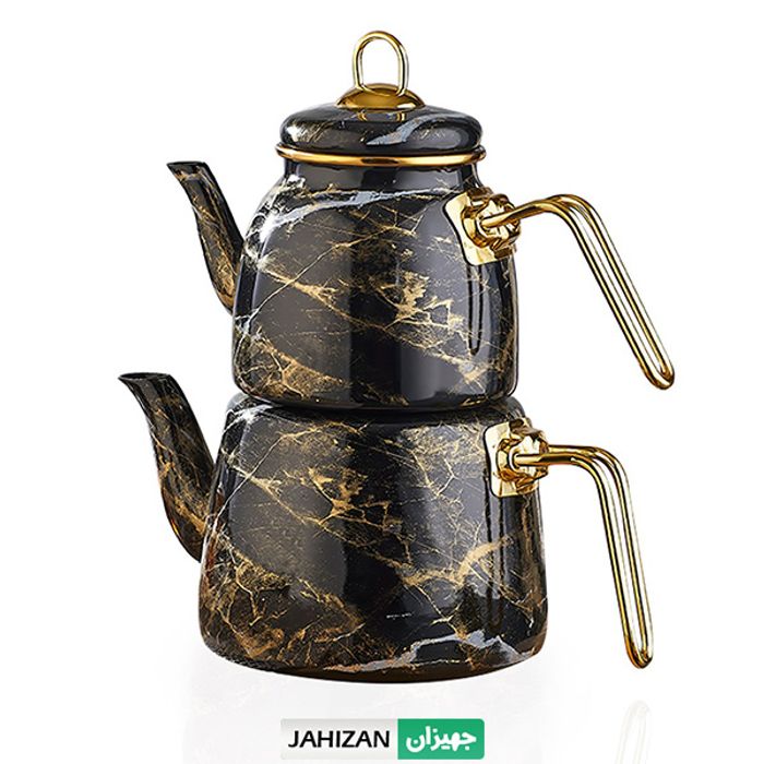 کتری قوری پاچی مشکی ماربل کد200622