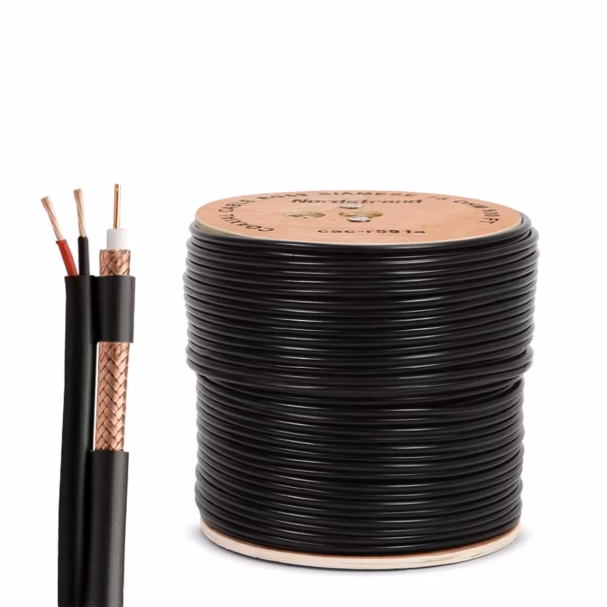 کابل دوربین RG59 ترکیبی مغزی 0.8  با 144 رشته شیلد برق 1