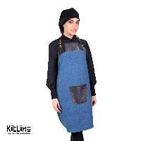 پیشبند جین آبی تیره سنگشور جیب وسط پوشاکو