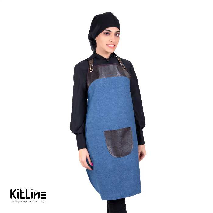 پیشبند جین آبی تیره سنگشور جیب وسط پوشاکو