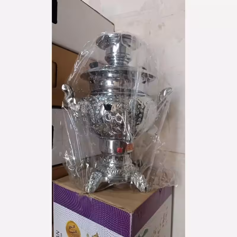 سماور برقی 8 لیتر بدنه برنج با تنوره