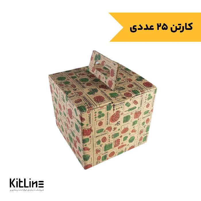 جعبه کاپ هولدر دسته دار یکبار مصرف کرافت ضخیم 18×20×20 سانتیمتری (کارتن 25 عددی)