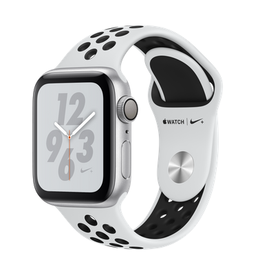 ساعت مچی هوشمند اپل واچ سری4 40 میلیمتر نایک پلاس با بند اسپرت Pure Platinum/Black Nike