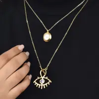 گردنبند زنانه دو ردیفه چشم نظر کد 5092