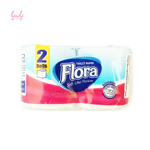 دستمال توالت دو قلو چهار لایه حجیم شده فلورا