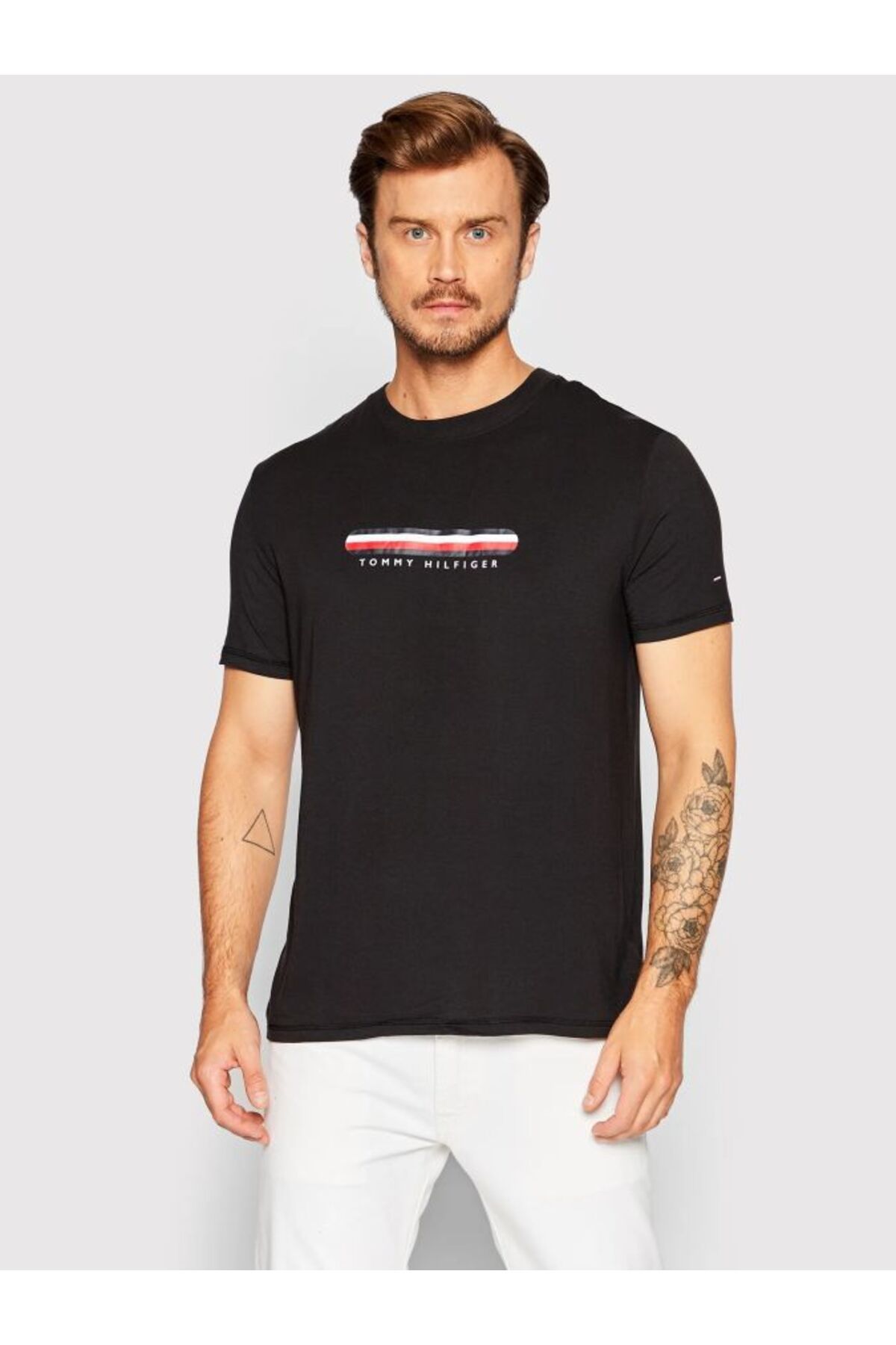 تی شرت مشکی مردانه خاکستری UM0UM02348 BDS اورجینال Tommy Hilfiger