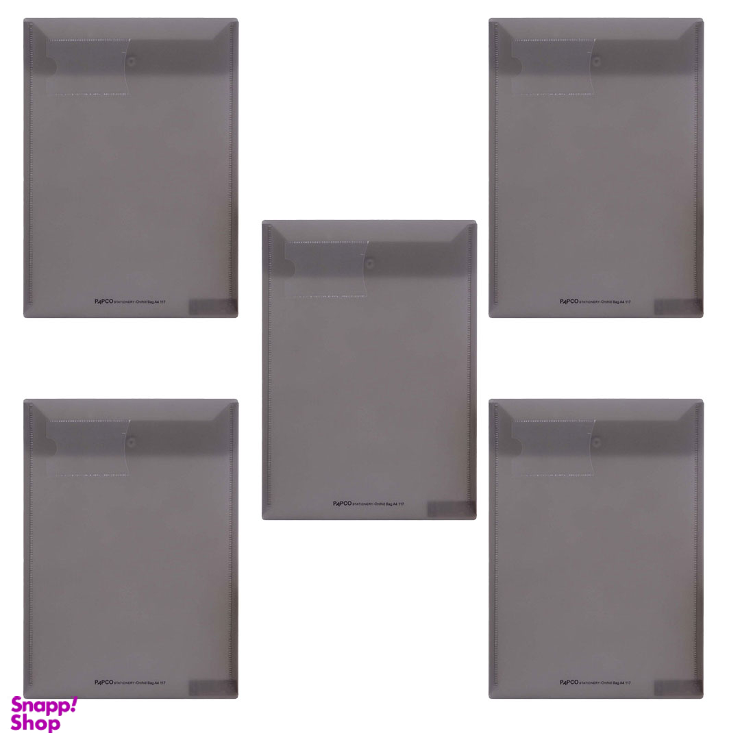 پوشه دکمه دار پاپکو مدل A4 -105 رنگ نوک مدادی بسته 5 عددی