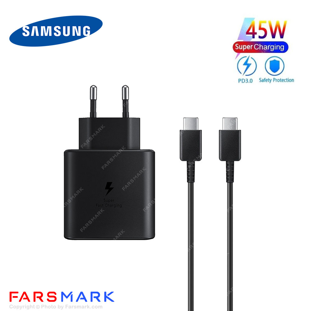 سوپر فست شارژر اصلی سامسونگ Samsung Galaxy S10 Lite به همراه کابل دو سر Type-C