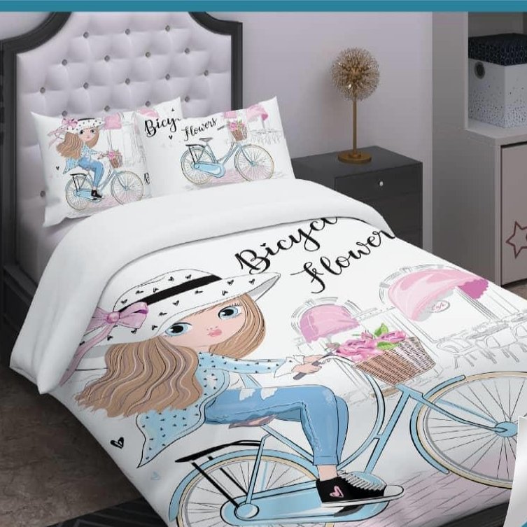 لحاف روتختی دخترانه یکنفره4تکه میکروتنسل مدل 5032 با دوخت صنعتی