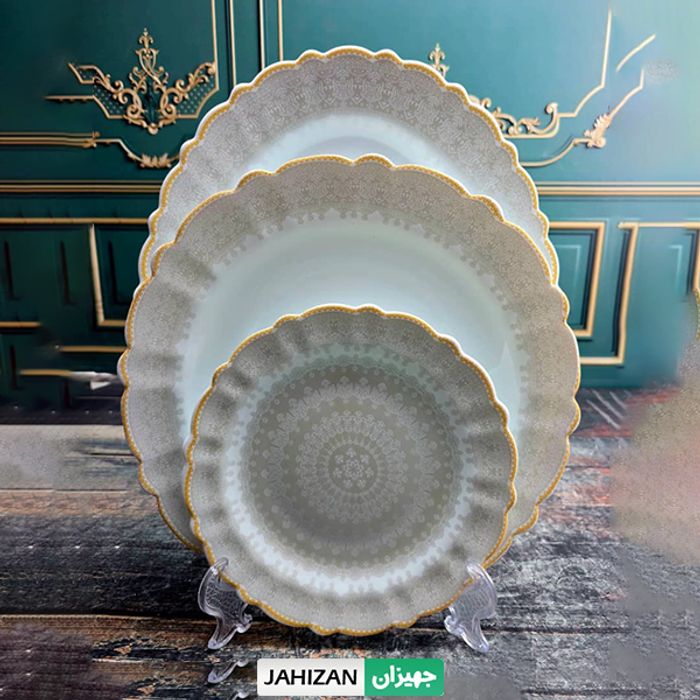 سرویس 25پارچه بست اپال طرح شایا خاکستری