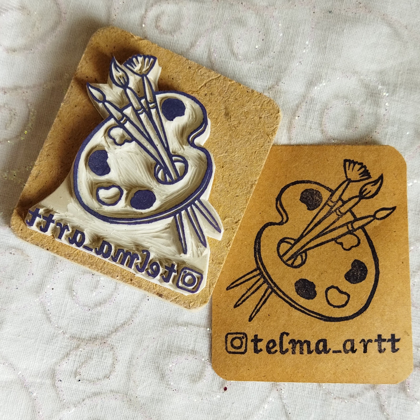 مهر دستساز طرح پالت نقاشی با آیدی دلخواهتون  مناسب هنرمندان چاپ کارت و چاپ روی بسته بندی نقاشی 