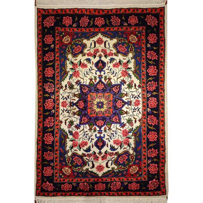 فرش دستبافت دو متری طرح گل سرخ بیجار کد 253