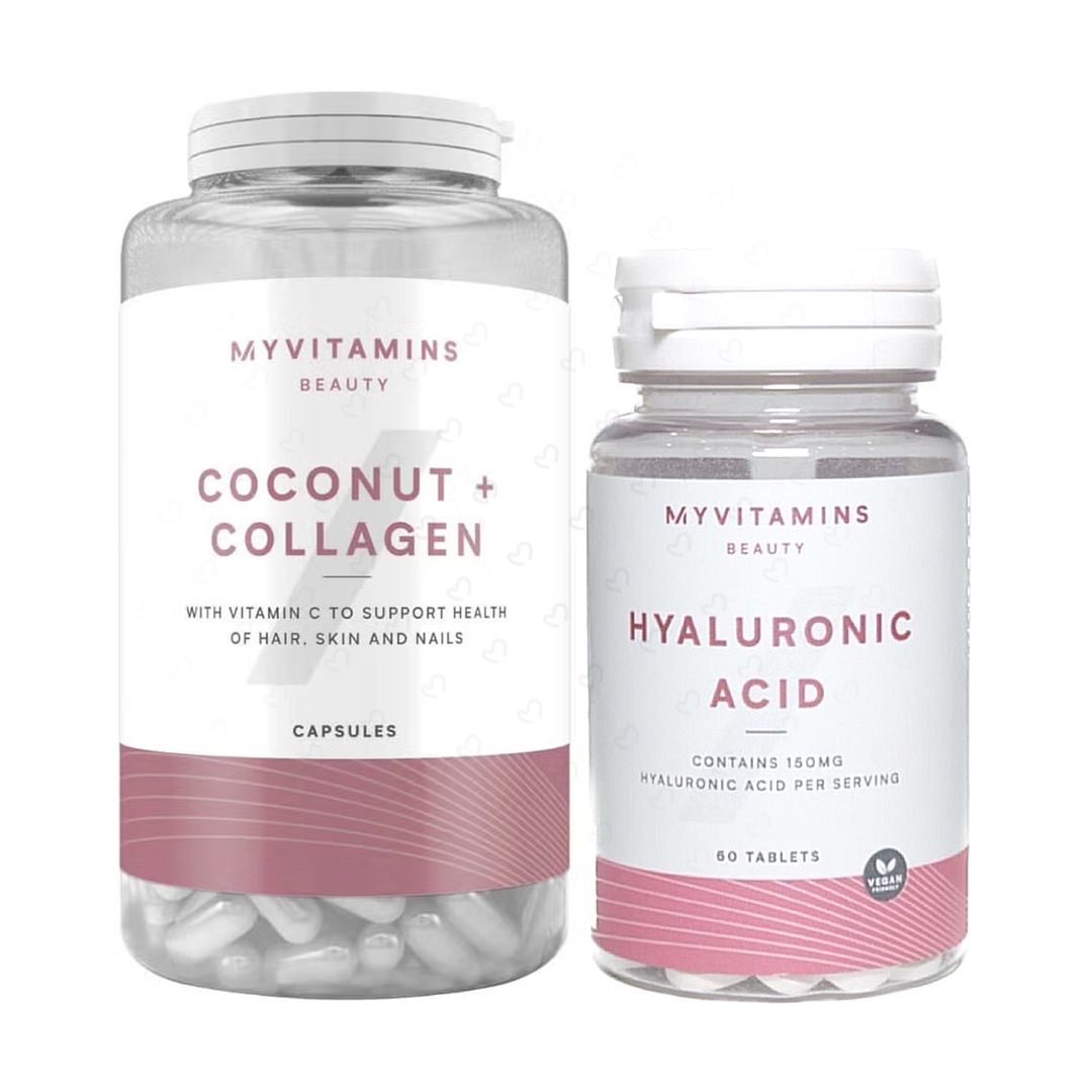 خرید اقساطی پک مکمل تقویت پوست، مو و ناخن مای ویتامینز مدل Coconut and Collagen &amp; Hyaluronic Acid بسته 30 180 عددی | پرداخت 4 قسطه   ارسال سریع