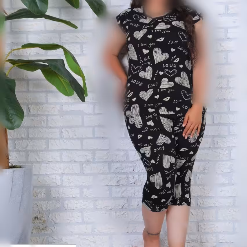 ست تیشرت آستین سرخود و شلوارک بیگ سایز