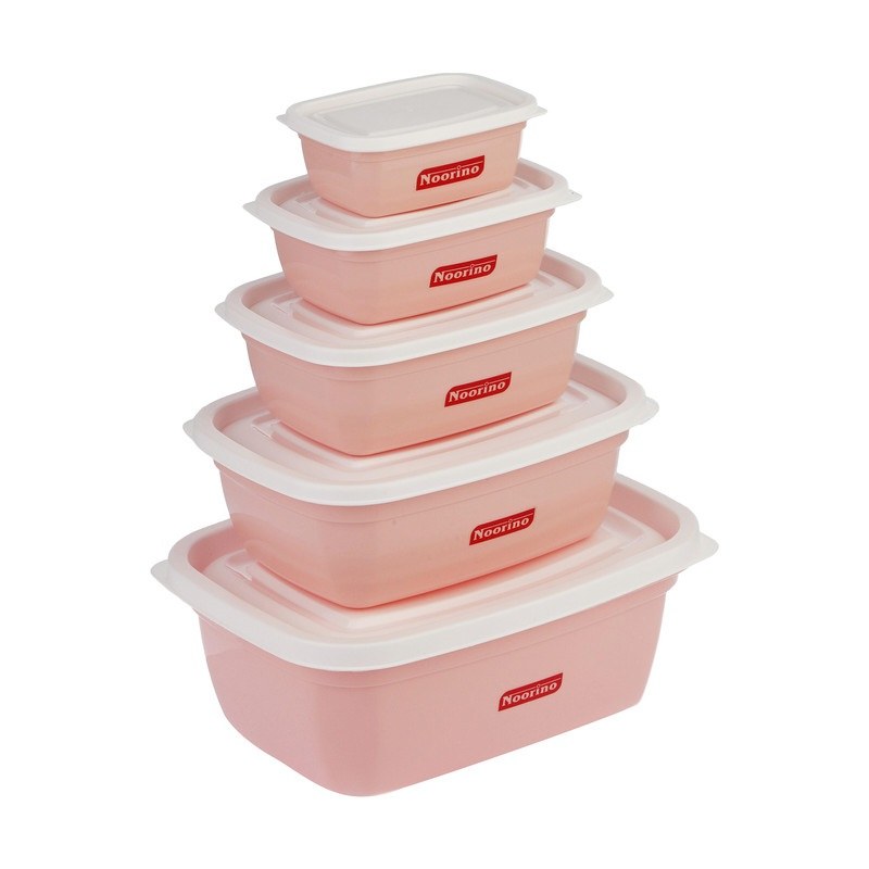 ظرف نگهدارنده نورینو مدل مارال مجموعه 5 عددی(صورتی خاکستری-کرم روشن)