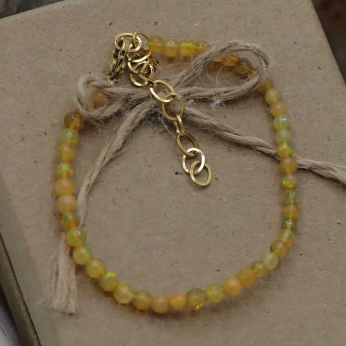 دستبد اپال طبیعی هفت رنگ درجه یک opal precious سایز 4.5 