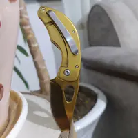 چاقو کوهنوردی طلایی رنگ ثابت 