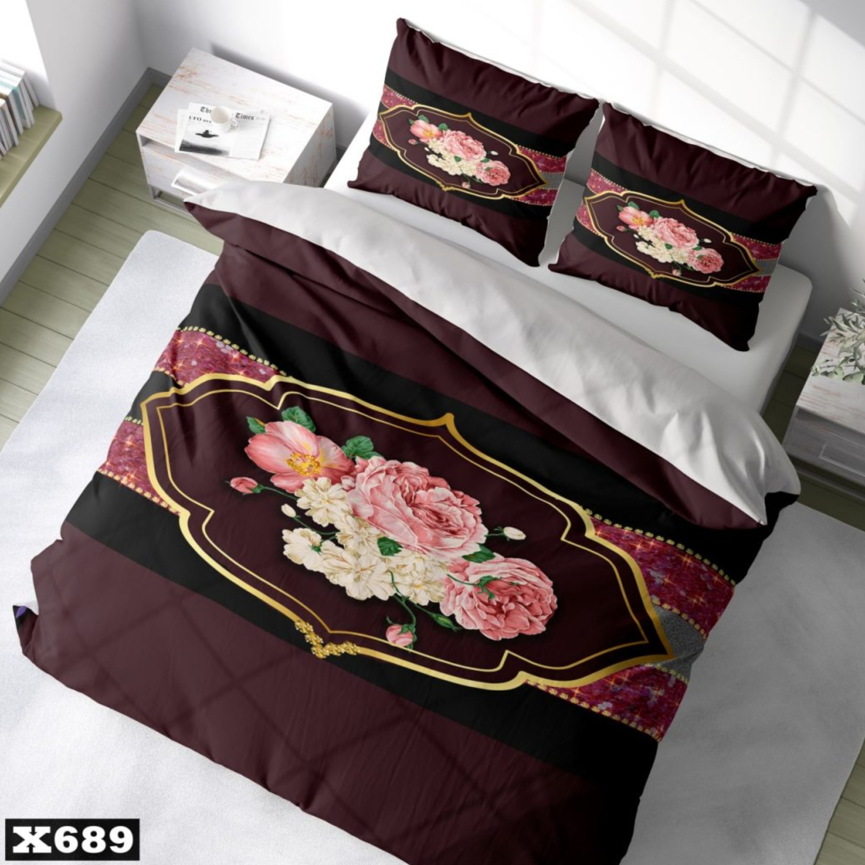 سرویس خواب دو نفره سه بعدی میکروتترون قاب گل