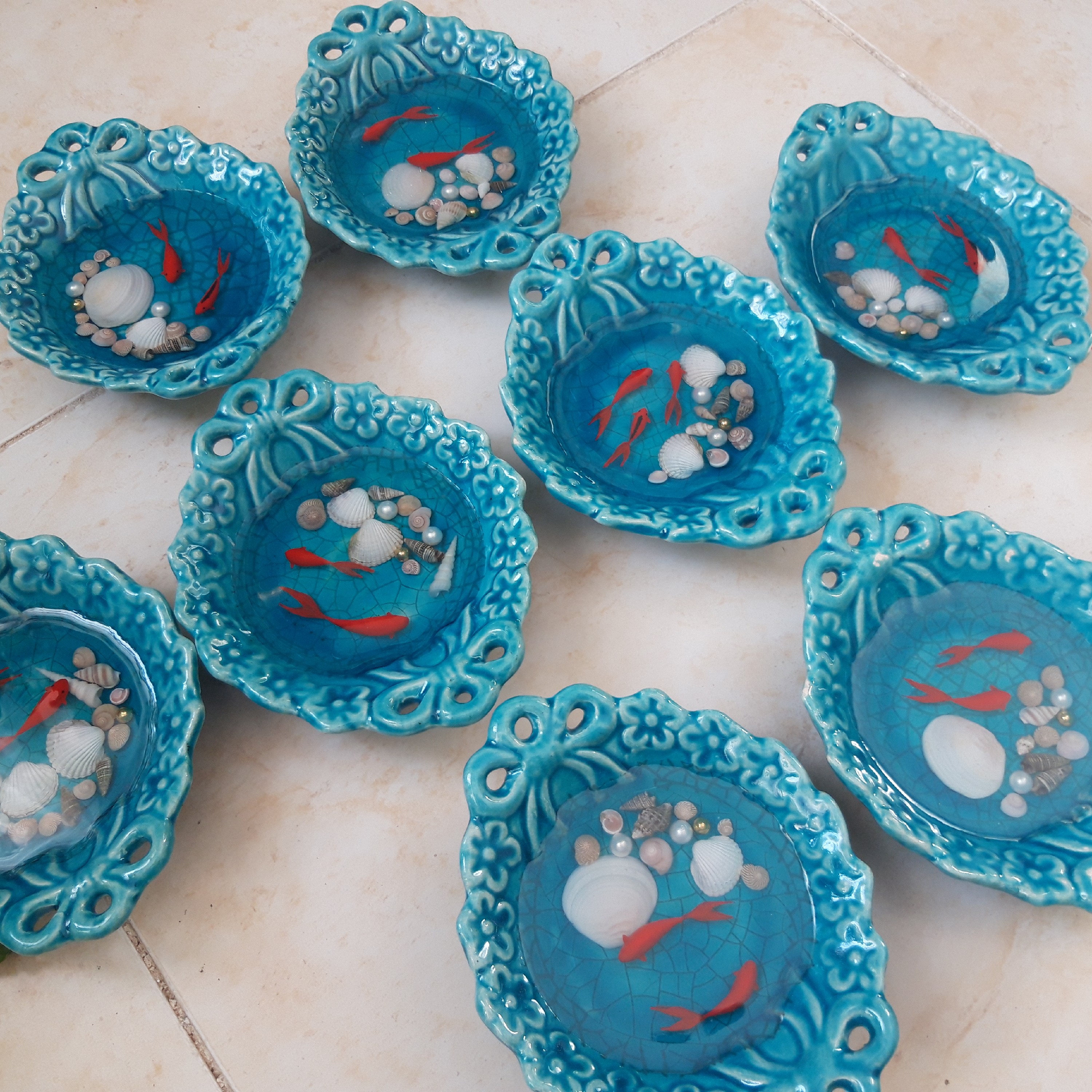 حوض سرامیکی ماهی رزینی مناسب برای هفت سین و هدیه ارسال فوری