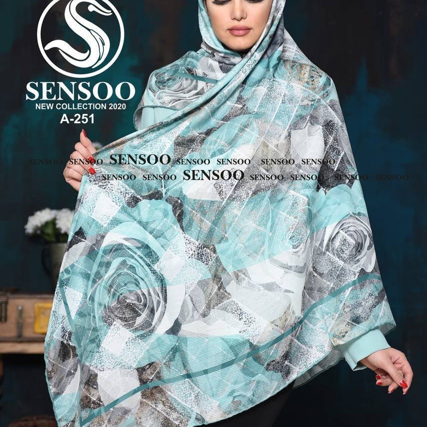روسری مجلسی ابریشم توییل قواره 120 دور دست دوز کد A-251